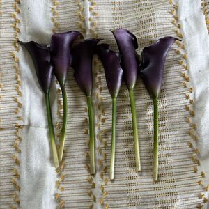 Lot Of 6 Purple Mini Calla Lily Pick Wedding Flower Bloom His & Hers Wedding